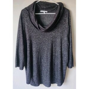 Green Envelope Women's Cowl‎ Neck Marled Sweater Black 3/4 Sleeves Size 1X